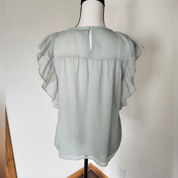 Loft Swiss Dot Ruffle Sleeved Shirt - Picture 3 of 4